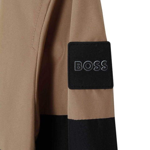 BOSS Boys Brown Striped Hooded Windbreaker BOSS Boys Brown Striped Hooded Windbreaker
