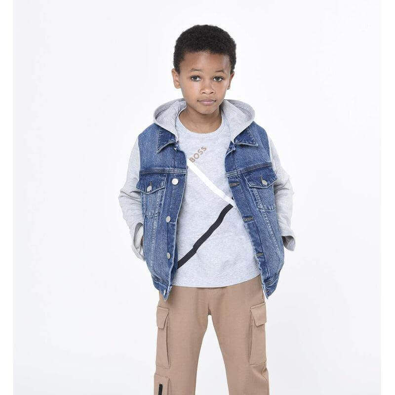 BOSS Boys Cotton Grey Short Sleeve T-shirt BOSS Boys Cotton Grey Short Sleeve T-shirt