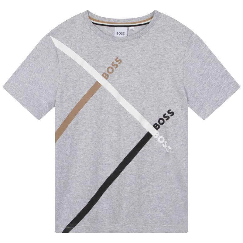 BOSS Boys Cotton Grey Short Sleeve T-shirt BOSS Boys Cotton Grey Short Sleeve T-shirt
