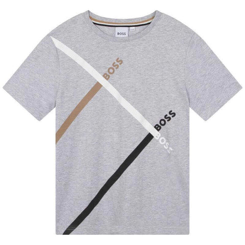 BOSS Boys Cotton Grey Short Sleeve T-shirt BOSS Boys Cotton Grey Short Sleeve T-shirt