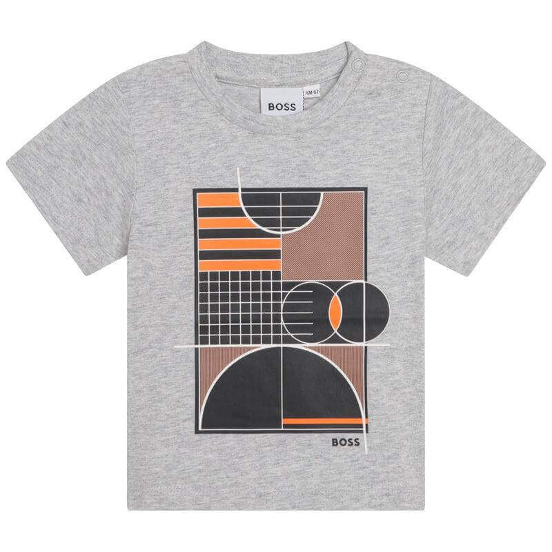 BOSS Boys Grey Short Sleeve Print T-shirt BOSS Boys Grey Short Sleeve Print T-shirt