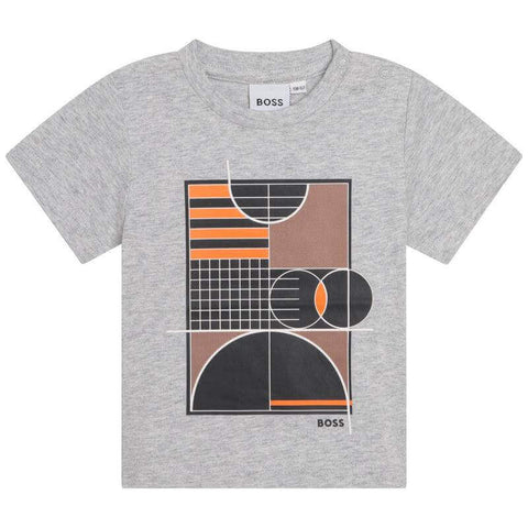 BOSS Boys Grey Short Sleeve Print T-shirt BOSS Boys Grey Short Sleeve Print T-shirt