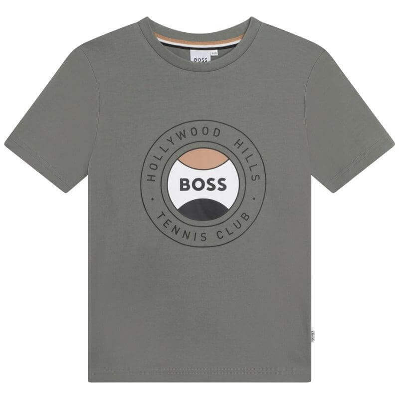 BOSS Boys Khaki Short Sleeve Tennis Logo T-shirt BOSS Boys Khaki Short Sleeve Tennis Logo T-shirt