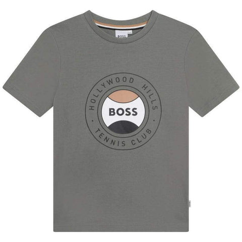 BOSS Boys Khaki Short Sleeve Tennis Logo T-shirt BOSS Boys Khaki Short Sleeve Tennis Logo T-shirt