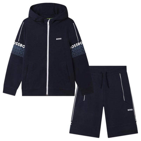 BOSS Boys Navy Logo Hoodie & Shorts Set BOSS Boys Navy Logo Hoodie & Shorts Set