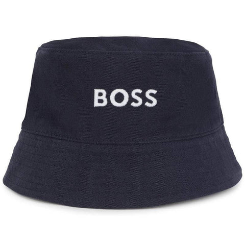 BOSS Boys Navy Reversible Monogram Bucket Hat BOSS Boys Navy Reversible Monogram Bucket Hat