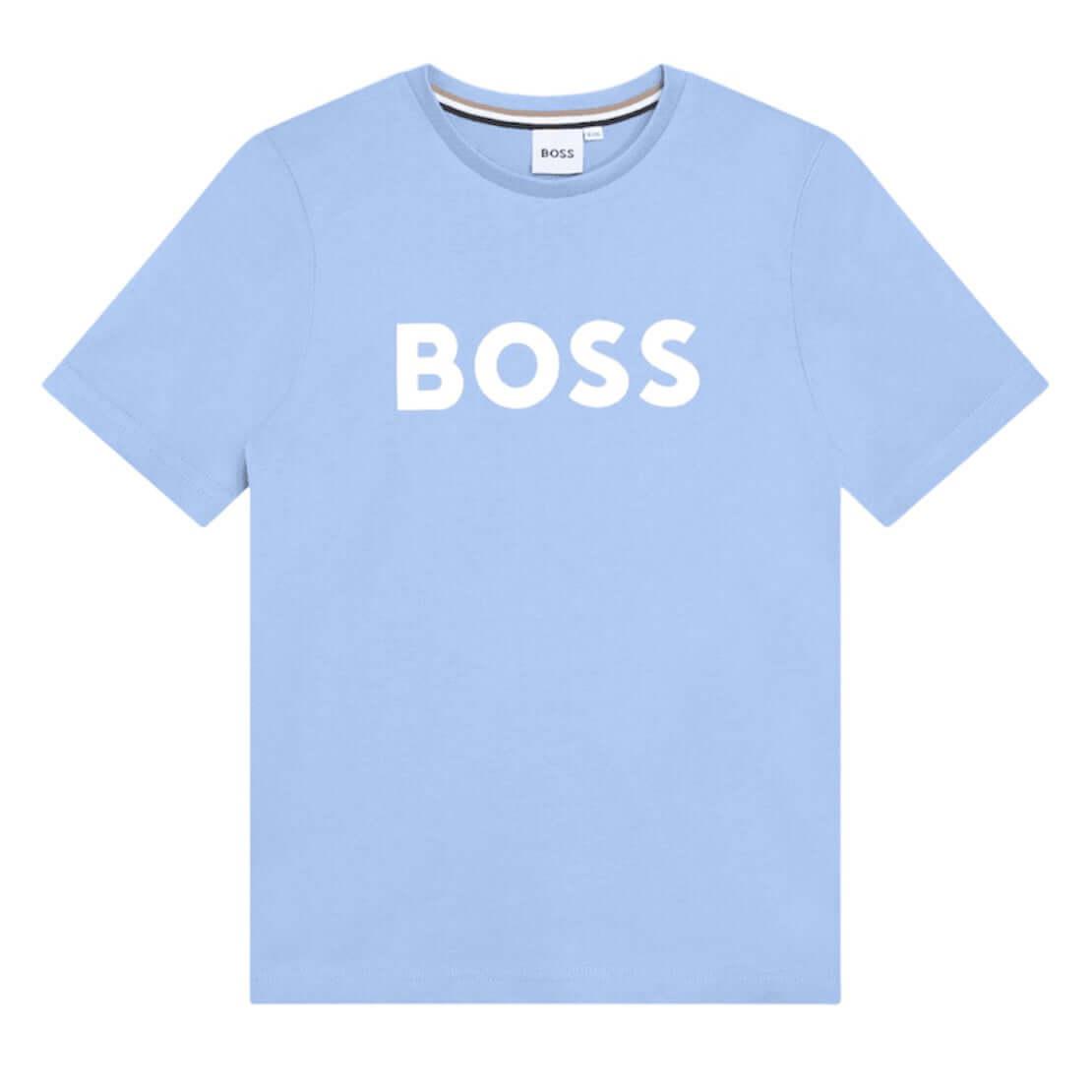 BOSS Boys Pale Blue Logo T-shirt BOSS Boys Pale Blue Logo T-shirt