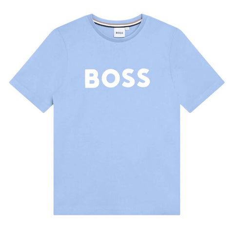 BOSS Boys Pale Blue Logo T-shirt BOSS Boys Pale Blue Logo T-shirt