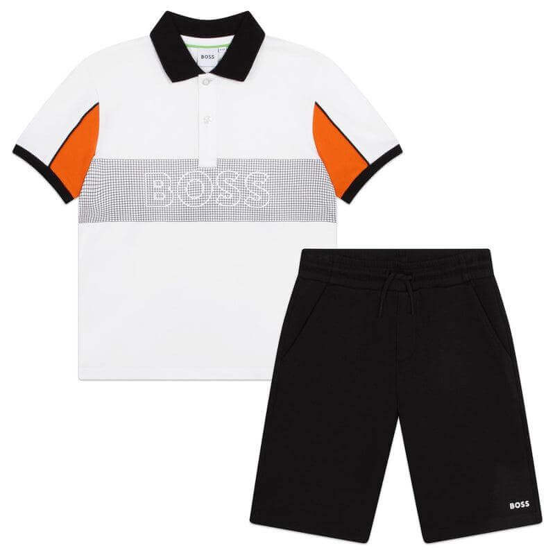 BOSS Boys Striped Polo Shorts Set BOSS Boys Striped Polo Shorts Set