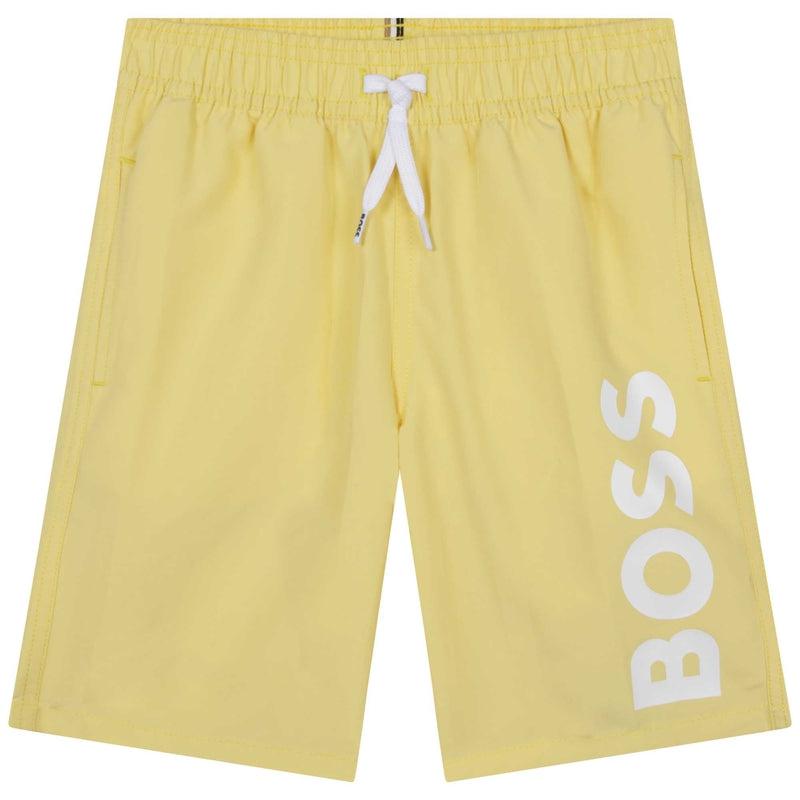 BOSS Boys Yellow Logo Swim Shorts BOSS Boys Yellow Logo Swim Shorts