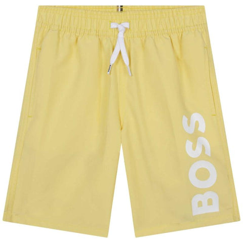 BOSS Boys Yellow Logo Swim Shorts BOSS Boys Yellow Logo Swim Shorts