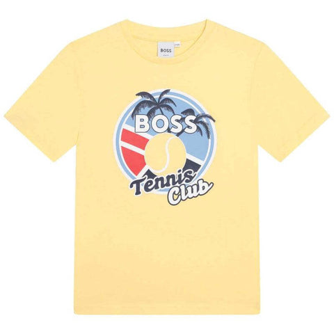 BOSS Boys Yellow Tennis Club Short Sleeve T-shirt BOSS Boys Yellow Tennis Club Short Sleeve T-shirt