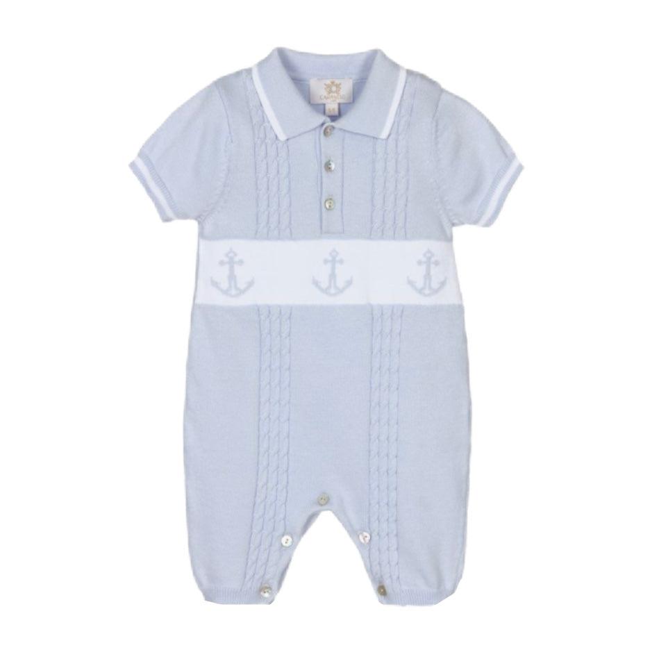 Caramelo Kids Baby Boys Sky Knitted Anchor Romper Caramelo Kids Baby Boys Sky Knitted Anchor Romper