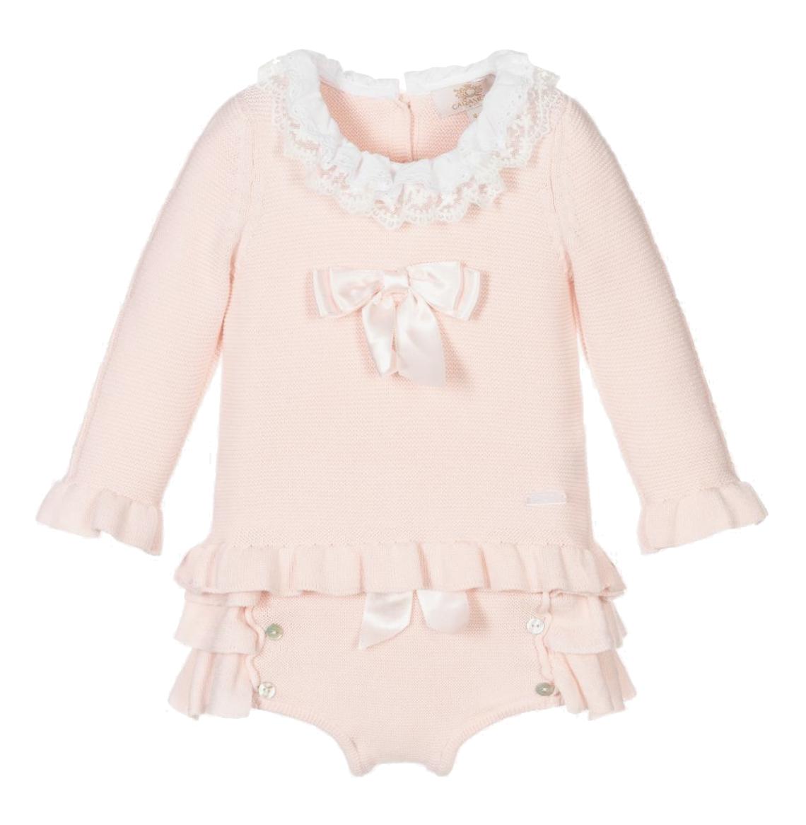 Caramelo Kids Baby Girls Pink Ruffle Knit Set Caramelo Kids Baby Girls Pink Ruffle Knit Set