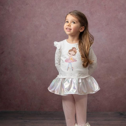Caramelo Kids Girls Diamonte Ivory Ballerina Legging Set Caramelo Kids Girls Diamonte Ivory Ballerina Legging Set