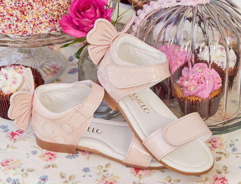Caramelo Kids Girls Pink Bow Polkadot Sandals Caramelo Kids Girls Pink Bow Polkadot Sandals