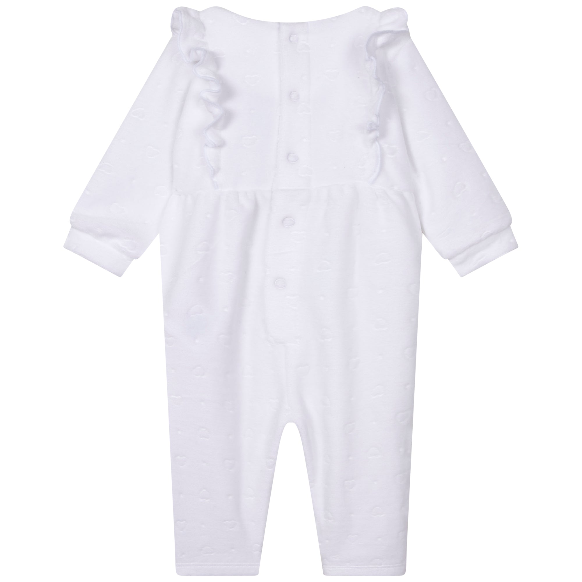 Carrement Beau Girls White Velvet Frill Babygrow Carrement Beau Girls White Velvet Frill Babygrow