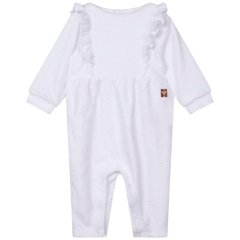 Carrement Beau Girls White Velvet Frill Babygrow Carrement Beau Girls White Velvet Frill Babygrow