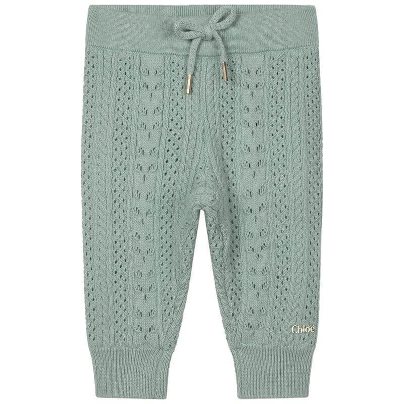 Chloe Baby Girls Green Knitted Trousers Chloe Baby Girls Green Knitted Trousers