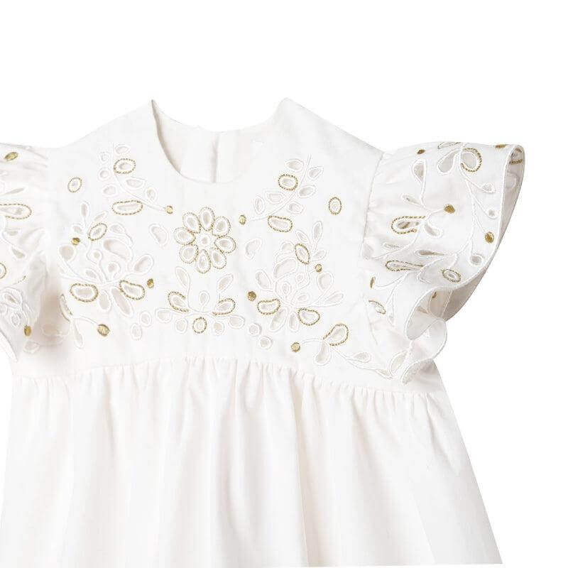Chloe Baby Girls Ivory Cotton Broderie Dress Chloe Baby Girls Ivory Cotton Broderie Dress