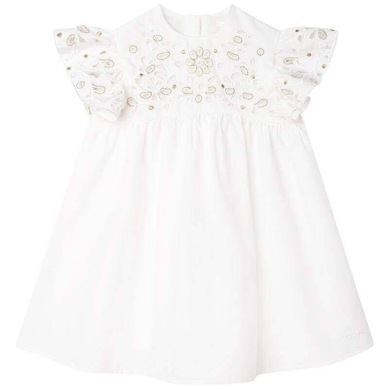 Chloe Baby Girls Ivory Cotton Broderie Dress Chloe Baby Girls Ivory Cotton Broderie Dress