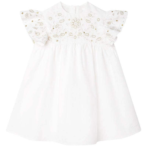 Chloe Baby Girls Ivory Cotton Broderie Dress Chloe Baby Girls Ivory Cotton Broderie Dress