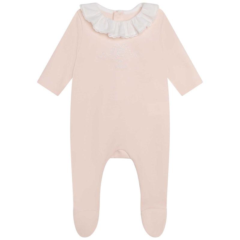 Chloe Baby Girls Peach Organic Babygrow Chloe Baby Girls Peach Organic Babygrow