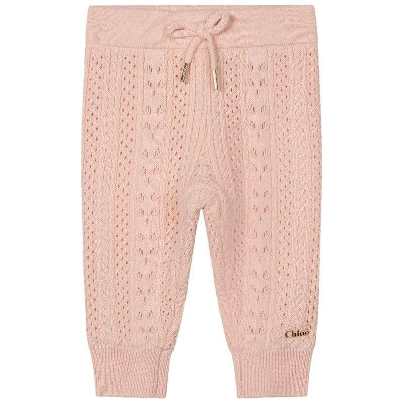 Chloe Baby Girls Pink Knitted Trousers Chloe Baby Girls Pink Knitted Trousers