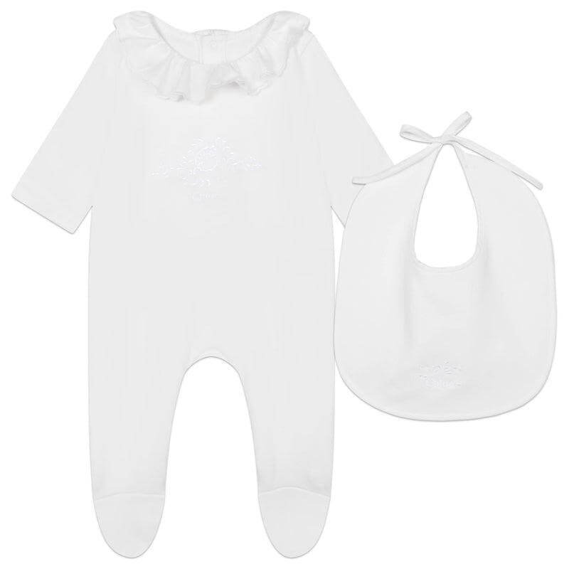 Chloe Baby Girls White Organic Cotton Babygrow Set Chloe Baby Girls White Organic Cotton Babygrow Set