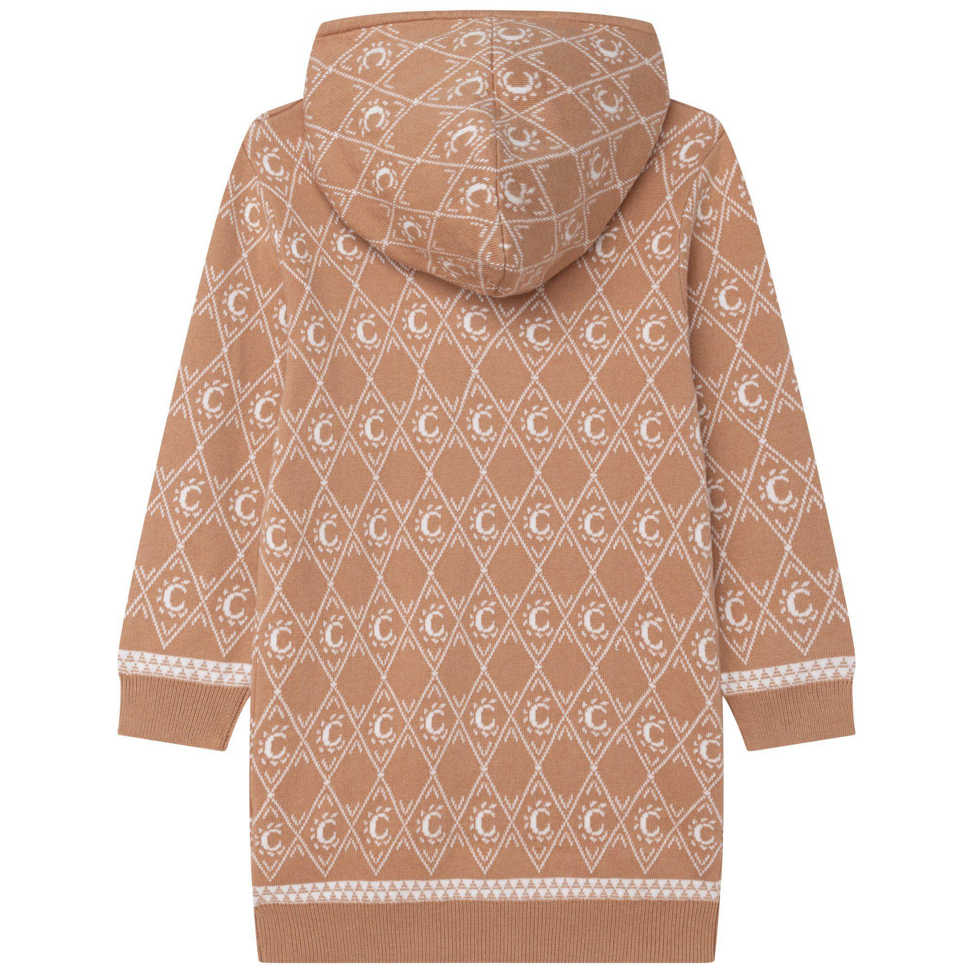 Chloe Girls Biege Knitted Logo Dress Chloe Girls Biege Knitted Logo Dress