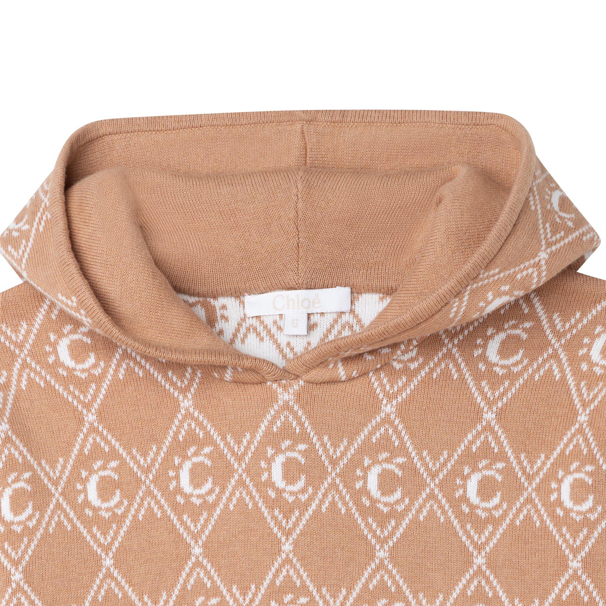 Chloe Girls Biege Knitted Logo Dress Chloe Girls Biege Knitted Logo Dress