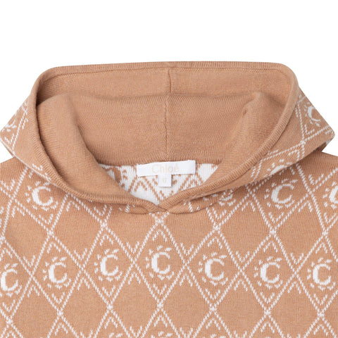 Chloe Girls Biege Knitted Logo Dress Chloe Girls Biege Knitted Logo Dress