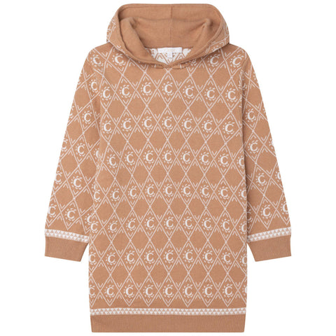 Chloe Girls Biege Knitted Logo Dress Chloe Girls Biege Knitted Logo Dress