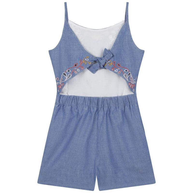 Chloe Girls Blue Cotton Playsuit Chloe Girls Blue Cotton Playsuit