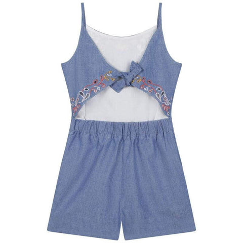Chloe Girls Blue Cotton Playsuit Chloe Girls Blue Cotton Playsuit