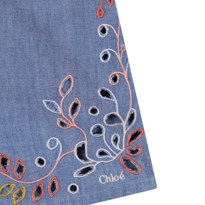 Chloe Girls Blue Cotton Playsuit Chloe Girls Blue Cotton Playsuit