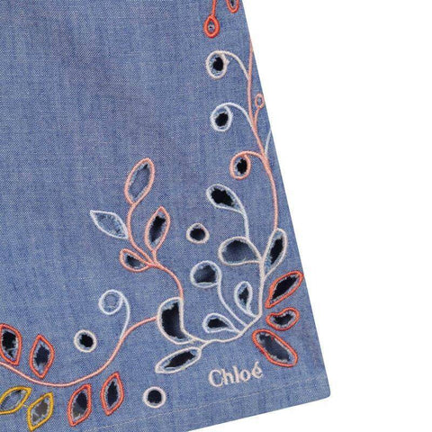 Chloe Girls Blue Cotton Playsuit Chloe Girls Blue Cotton Playsuit