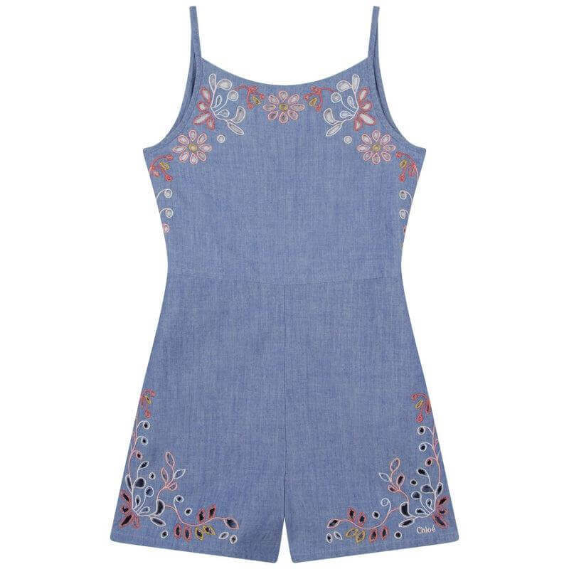 Chloe Girls Blue Cotton Playsuit Chloe Girls Blue Cotton Playsuit