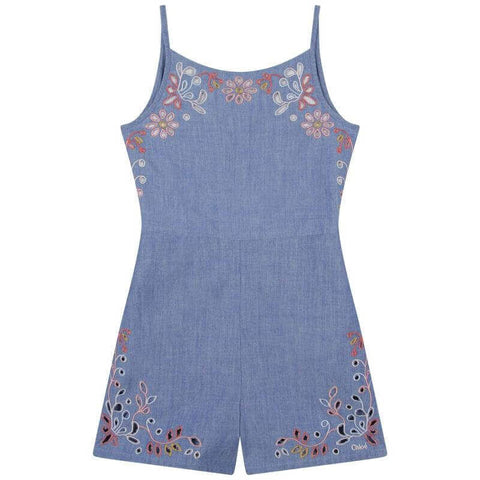 Chloe Girls Blue Cotton Playsuit Chloe Girls Blue Cotton Playsuit
