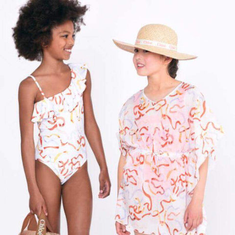 Chloe Girls Ivory Cotton Ribbon Kaftan Chloe Girls Ivory Cotton Ribbon Kaftan