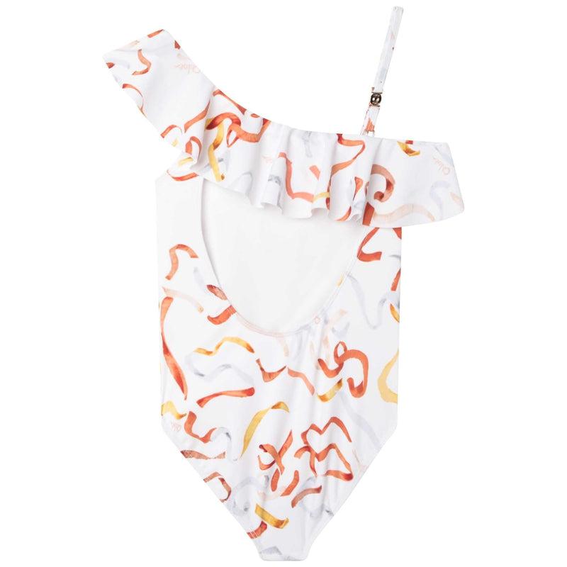 Chloe Girls Ivory Ribbon Print Swimsuit Chloe Girls Ivory Ribbon Print Swimsuit