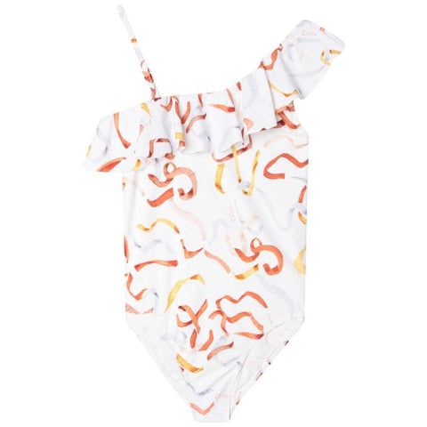 Chloe Girls Ivory Ribbon Print Swimsuit Chloe Girls Ivory Ribbon Print Swimsuit