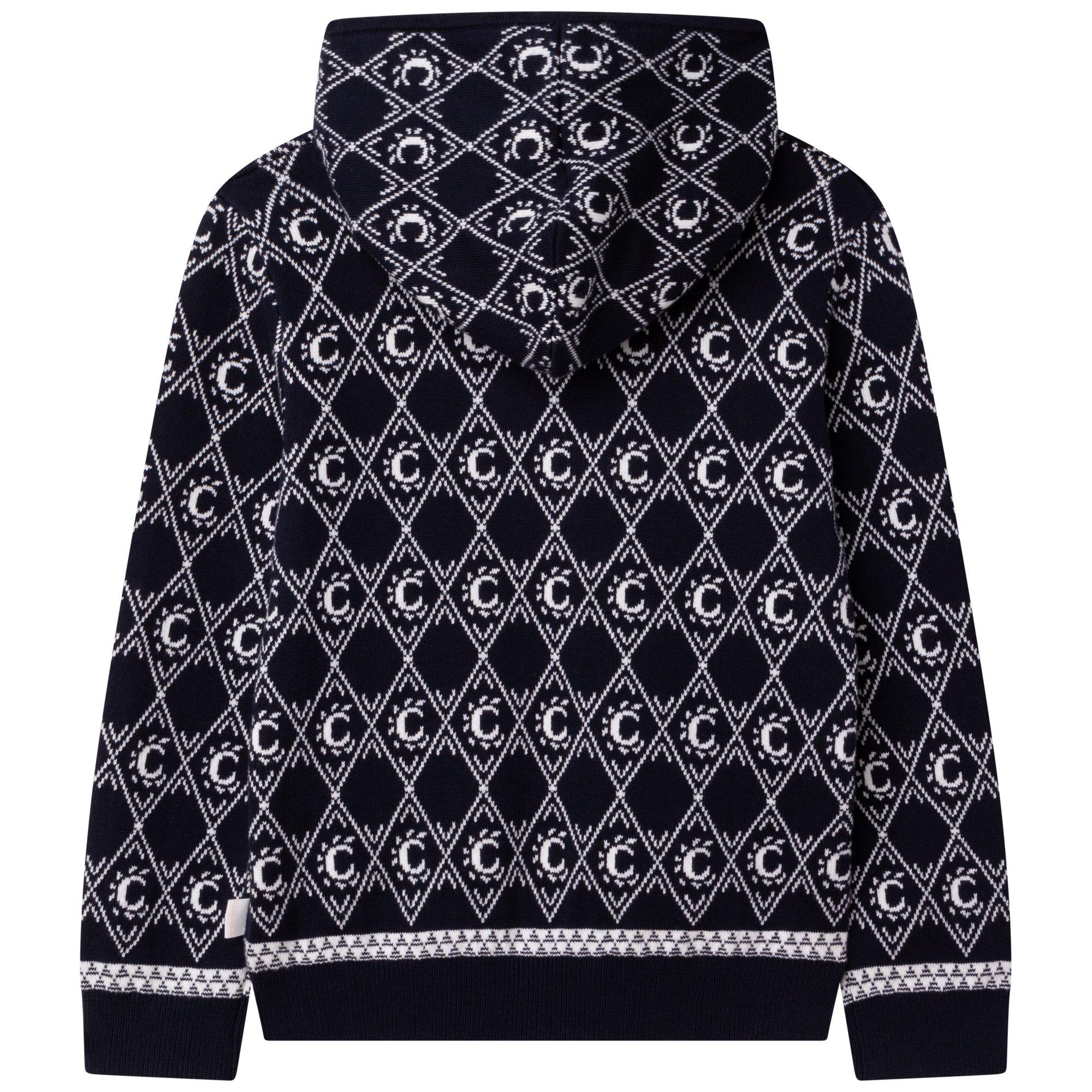Chloe Girls Navy Knittted Logo Hoodie Chloe Girls Navy Knittted Logo Hoodie