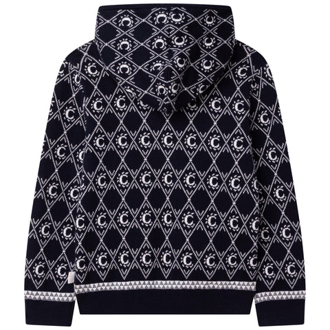 Chloe Girls Navy Knittted Logo Hoodie Chloe Girls Navy Knittted Logo Hoodie