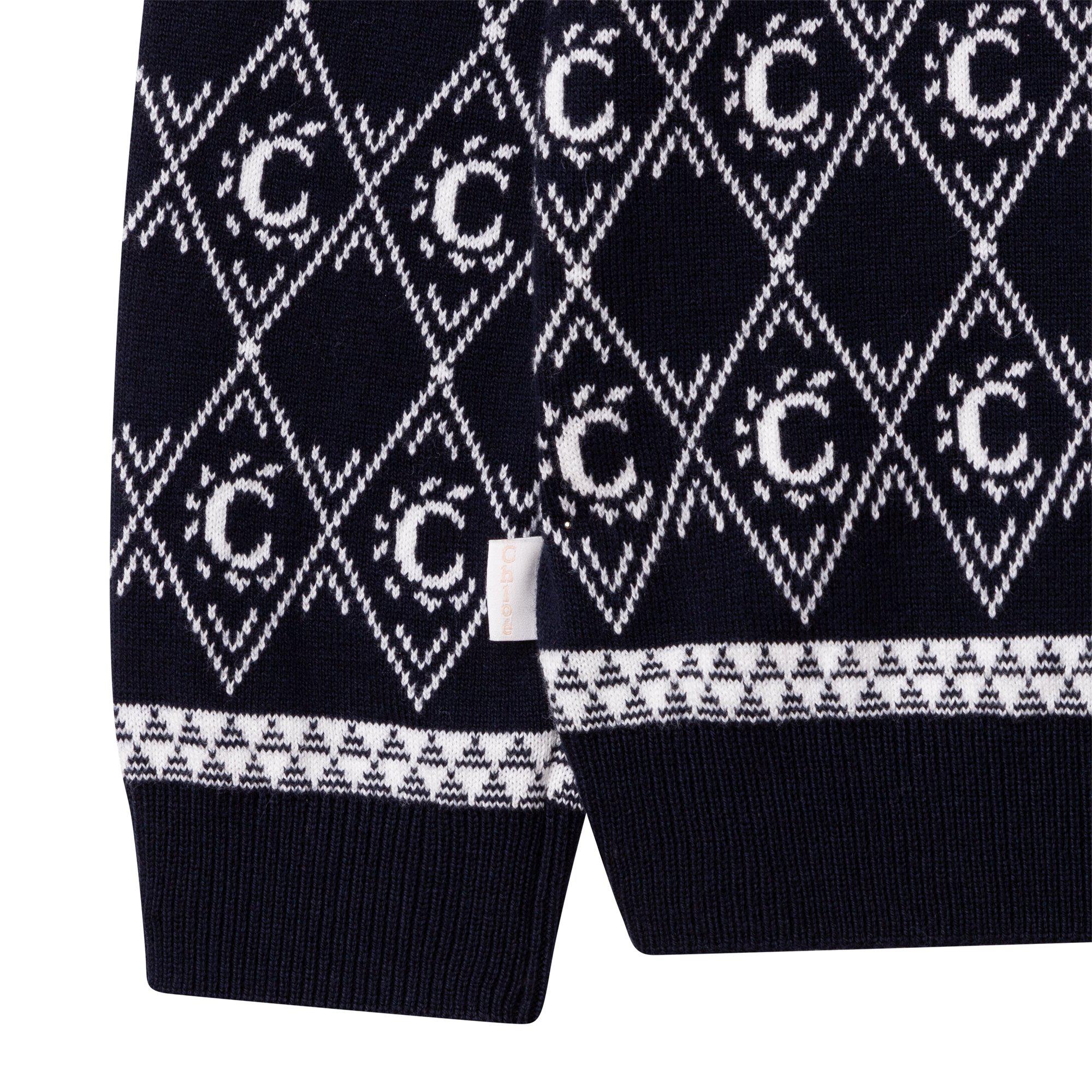 Chloe Girls Navy Knittted Logo Hoodie Chloe Girls Navy Knittted Logo Hoodie