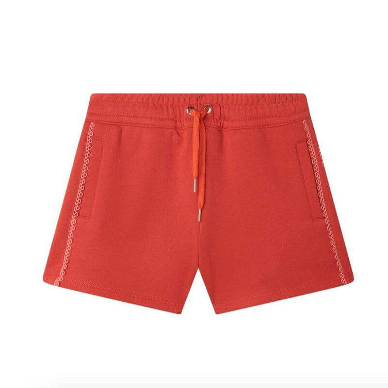 Chloe Girls Orange Cotton Logo Shorts Chloe Girls Orange Cotton Logo Shorts