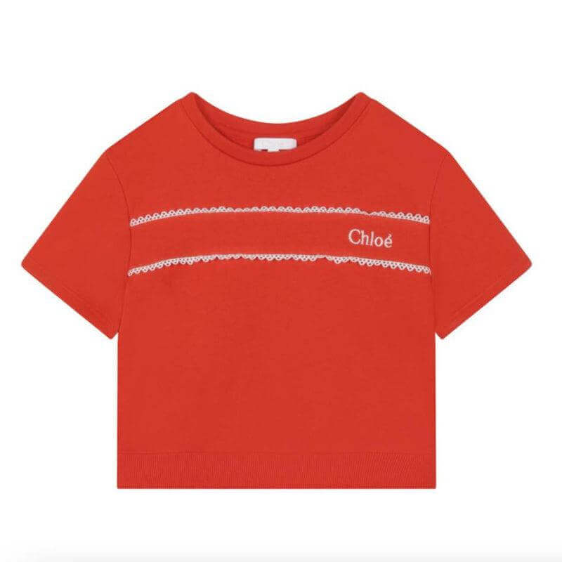 Chloe Girls Orange Cotton Logo Sweatshirt Chloe Girls Orange Cotton Logo Sweatshirt