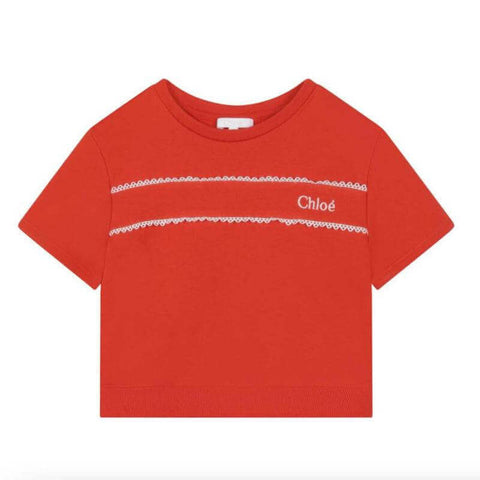 Chloe Girls Orange Cotton Logo Sweatshirt Chloe Girls Orange Cotton Logo Sweatshirt