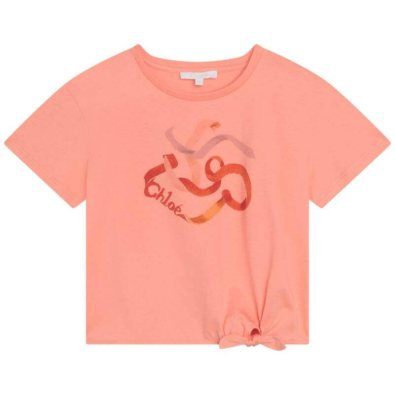 Chloe Girls Orange Ribbon Logo T-Shirt Chloe Girls Orange Ribbon Logo T-Shirt