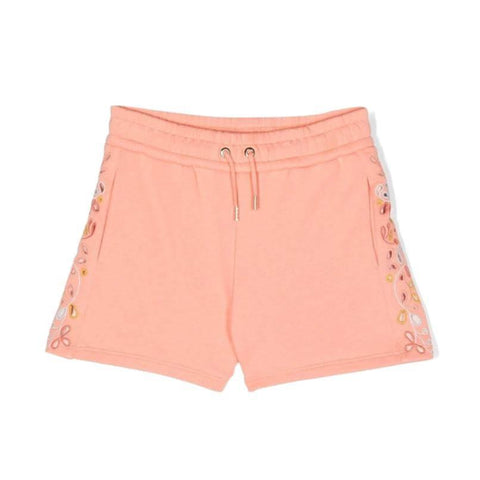 Chloe Girls Peach Embroidered Shorts Chloe Girls Peach Embroidered Shorts